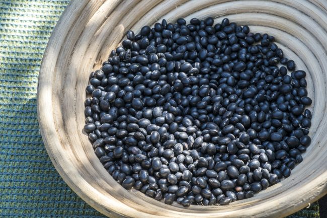 Bhatt or black soyabean kept in a basket