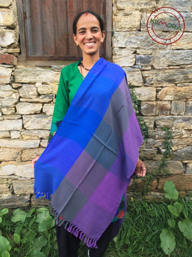 Power dress in bold checks of royal blue, teal, purple, plum, moss green.