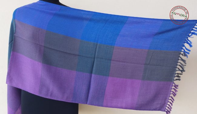 Power dress in bold checks of royal blue, teal, purple, plum, moss green.