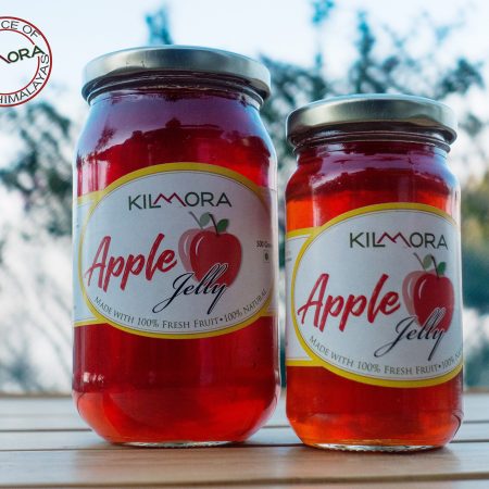 Two glass jars with apple jelly