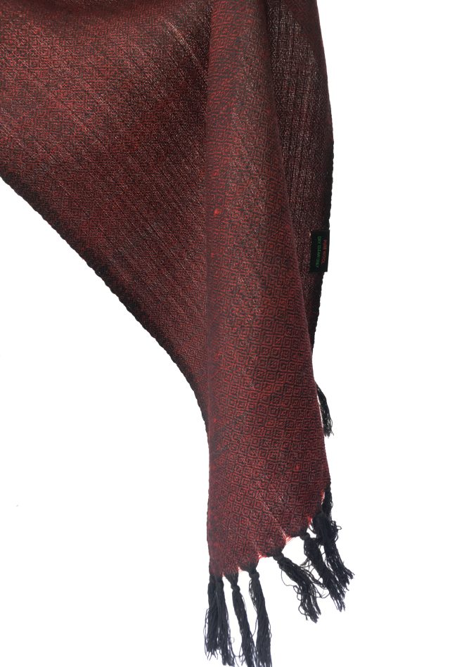 Pure merino wool scarf in double shaded mahogany and black.