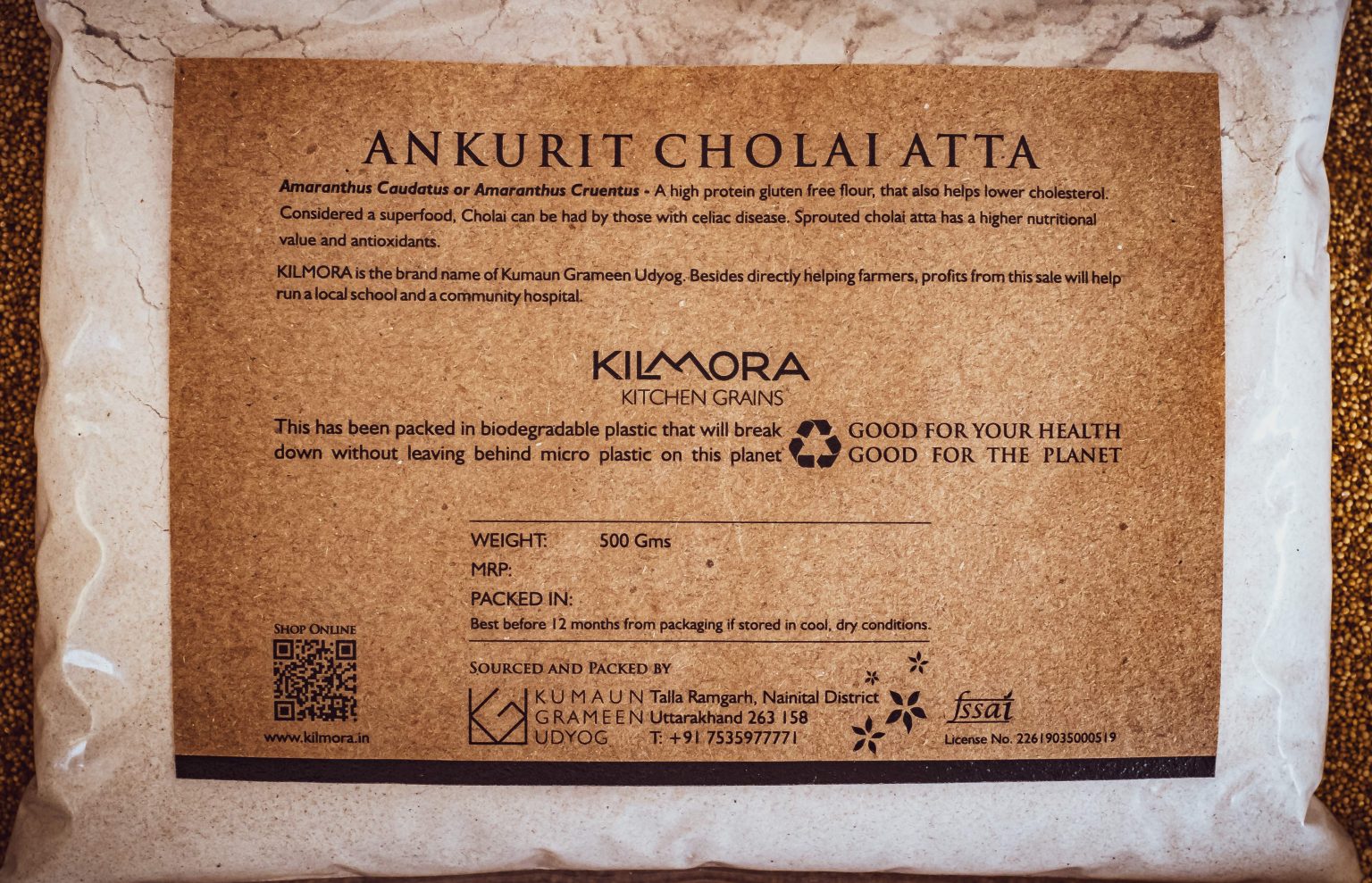 Ankurit Cholai Atta (Sprouted Amaranth Flour) Kilmora