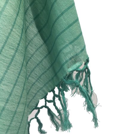 Pure cotton stole from Kilmora in shades of teal with thin vertical stripes in navy blue.