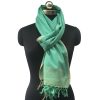 Pure cotton stole from Kilmora in teal with a thin laurel striped border