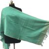 Pure cotton stole from Kilmora in teal with a thin laurel striped border