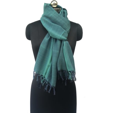 Pure cotton stole from Kilmora in navy blue with a turquoise stripe in the middle