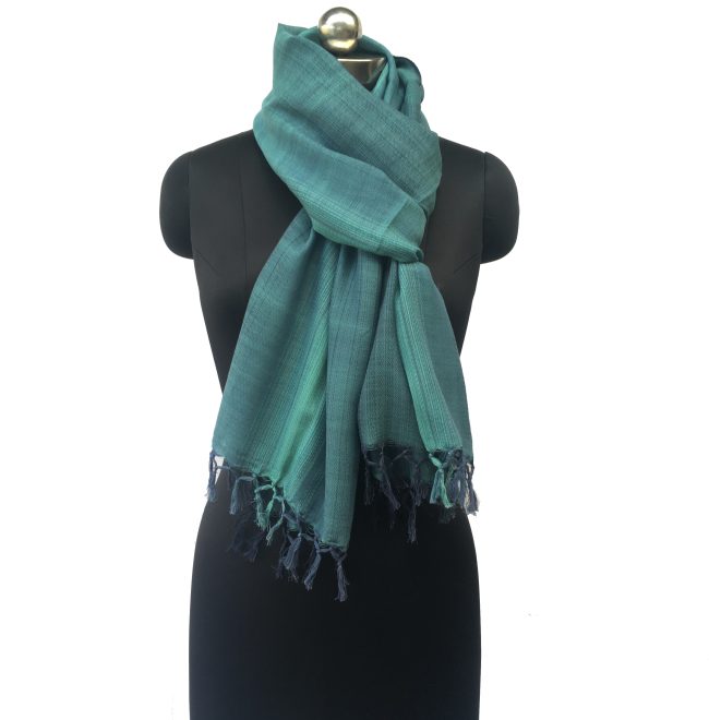 Pure cotton stole from Kilmora in navy blue with a turquoise stripe in the middle