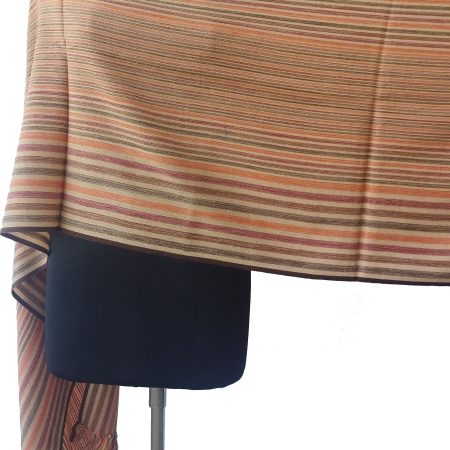 Pure merino wool stole from Kilmora in beige with thin horizontal stripes of pine, mahogany and walnut