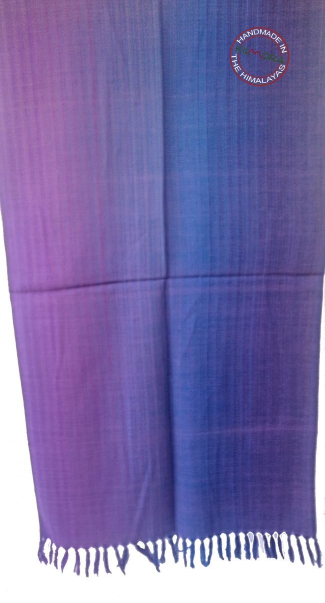 Pure woollen stole from Kilmora in ombre shades of violet, aubergine and royal blue