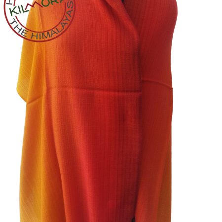 Pure woollen ombre stole from Kilmora in shades of honey, vermillion and mustard