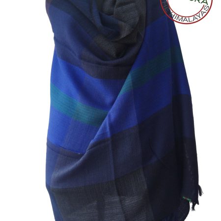 Pure woollen shawl from Kilmora in bold checks in shades of blue