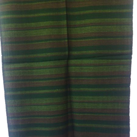 Merino wool stole in vertical stripes in shades of deep green - from forest green to emerald.