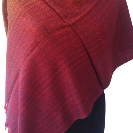 Woollen stole in ombrè shades of red and yellow