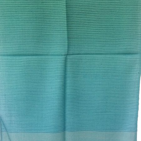 Merino wool stole in thin vertical stripes of tiffany blue and teal with a teal border