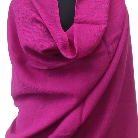 Pure woollen handwoven shawl in hot pink with herringbone and doiamond pattern