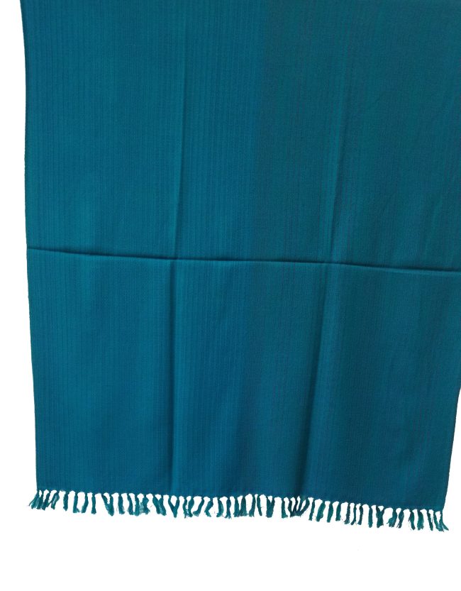 Pure woollen handwoven shawl in rich teal.