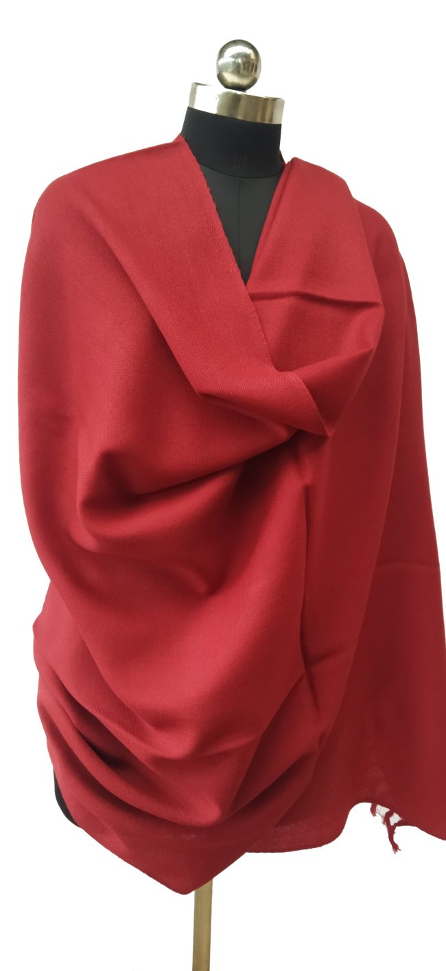 Pure woollen handwoven shawl in deep rich maroon