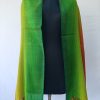 Merino wool stole in gradation weave - in shades of forest, shamrock and lime green followed by autumnal orange and mahogany