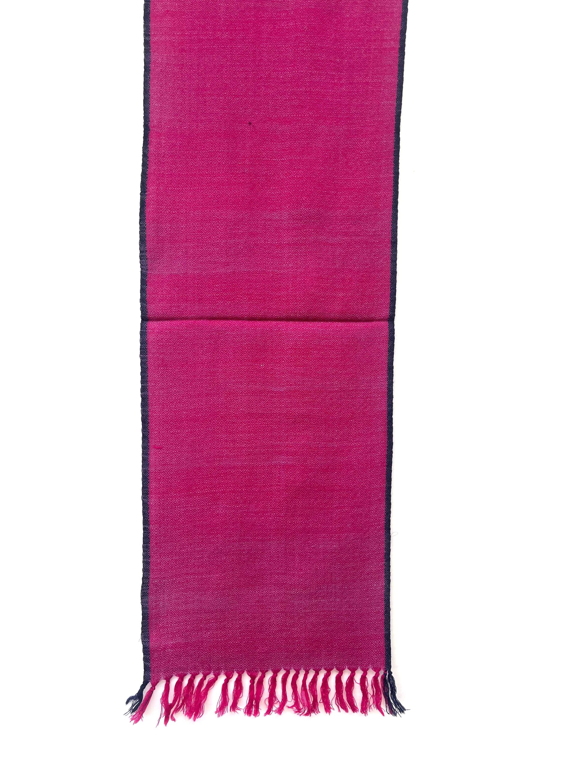 Merino wool scarf in magenta with a thin navy blue selvedge