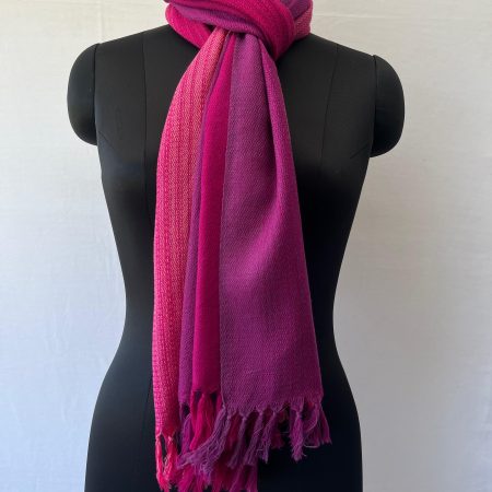 Ombre merino wool stole in shades of pink